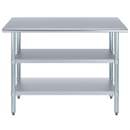 48" Long X 18" Deep Stainless Steel Work Table with 2 Shelves | Metal Food Prep Station | Commercial & Residential NSF Utility Table - WoodArtSupply