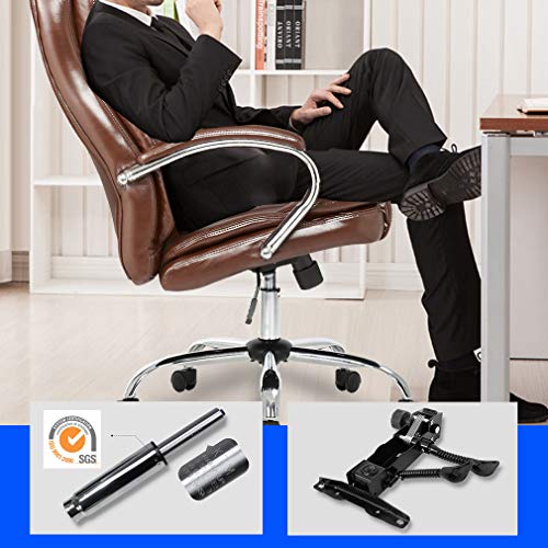 Office Chair Desk Computer Chair with Lumbar Support Arms Headrest High Back Executive Task Rolling Swivel PU Leather Adjustable Ergonomic(Brown) BestOffice