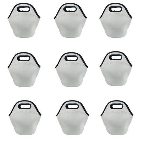 QOMOLANGMA 6 pcs Sublimation Blank Lunch Bag 11.8 x 11.8 in Tote Bag Reusable Insulated Thermal Food Carry Case Handbags with Zipper for Heat Press Transfer Printing (white) QOMOLANGMA