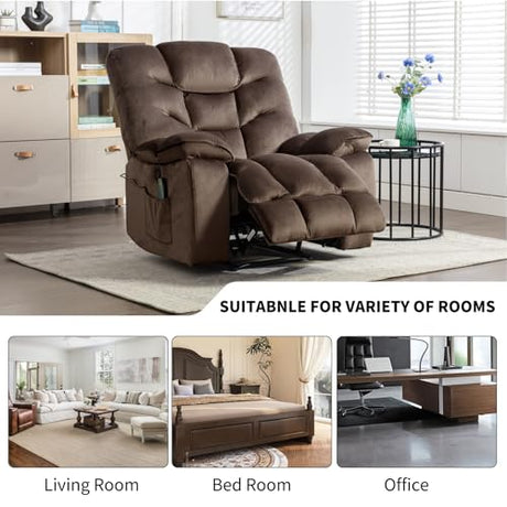 HAOMARKETS Oversized Power Recliner Chair with Massage and Heat, 41" Wide Electric Reclining Chairs with USB Port, Breathable Fabric Overstuffed Reclining Sofa for Living Room Bedroom (No Lift) HAOMARKETS