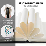 Mixed Media Art Sketchbook, 4 x 6 inches, 100 Sheets/200 Pages 125 GSM Acid-Free Beige Drawing Papers, Small Hardcover Art Journal Sketchbook for All Artists or Beginners.Black Wanshui