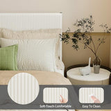 ARFARLY Floating Bed Frame Queen Size with Upholstered Headboard Queen Bed Frame with Charging Station and LED Lights Easy to Assemble White ARFARLY