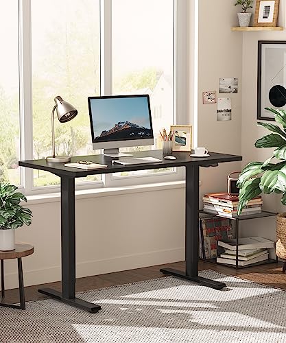 FLEXISPOT Standing Desk 48 x 30 Inches Height Adjustable Electric Sit Stand Home Office Desks Whole Piece Desk Board (Black Frame + Black top,2 Packages) FLEXISPOT