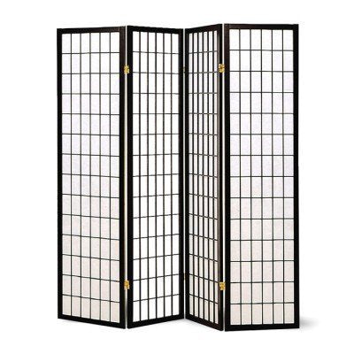 SQUARE FURNITURE Panel Shoji Screen Room Divider 3-10 Panel (4 Panel, Black, White, Cherry, Natural) SQUARE FURNITURE
