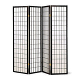 SQUARE FURNITURE Panel Shoji Screen Room Divider 3-10 Panel (4 Panel, Black, White, Cherry, Natural) SQUARE FURNITURE