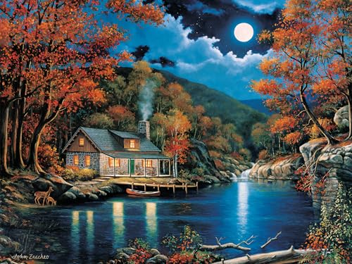 Bits and Pieces Jigsaw Puzzles for Adults 300 Pieces - Cabin by the Lake Bits and Pieces