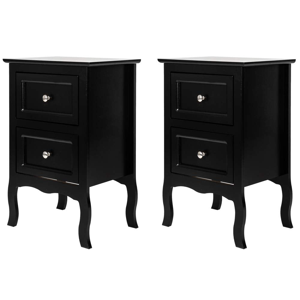 Bonnlo Black Nightstand Set of 2, Nightstands with 2 Drawers, Bed Side Table/Night Stand, Small Nightstand for Bedroom, Small Spaces, College Dorm, Kids’ Room, Living Room, Wood, 16W x 12D x 24H Bonnlo