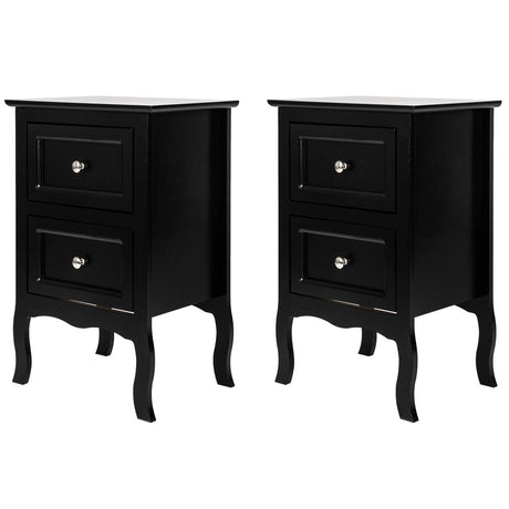 Bonnlo Black Nightstand Set of 2, Nightstands with 2 Drawers, Bed Side Table/Night Stand, Small Nightstand for Bedroom, Small Spaces, College Dorm, Kids’ Room, Living Room, Wood, 16W x 12D x 24H Bonnlo