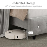 Queen Led Bed Frame with Galaxy Aurora Star Projector, Queen Platform Bed with Charging Station, 52" Upholstered Hidden Storage Headboard with Wingback, Noise Free, No Box Spring Needed, Velvet Gray SIBEDS