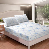 Erosebridal Bowknot Bed Sheets Set King Bow Knot Sheet Set for Kids Butterfly Knot Bow Tie Sheets Aesthetic Coquette Bedroom Decor Geometric Cartoon Blue Flat Fitted Sheet Erosebridal