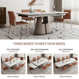 LifoHous Extendable Sintered Stone Dining Table Seats 8-10 People. Modern Telescopic Dining Table with Leather Base. Durable Stone Tabletop Suitable for Dining Rooms.90in(1Tabel) LifoHous