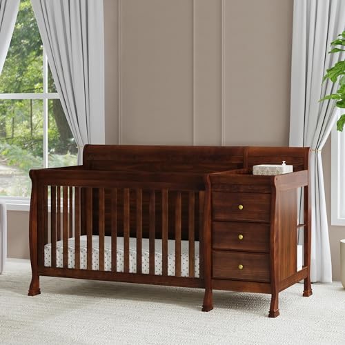 DaVinci Kalani 4-in-1 Convertible Baby Crib & Changing Table Combo - GREENGUARD Gold Certified - Toddler Bed, Daybed, Full-Size Bed Conversion - 4 Adjustable Mattress Heights - White