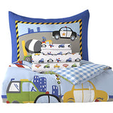 dream FACTORY Trucks Tractors Cars Boys 5-Piece Bedding Kids Construction Comforter Sheet Set, Twin Blue Red Multi dream FACTORY