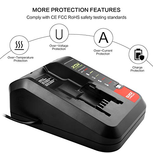 Battery Charger for Porter Cable 20V MAX Lithium Battery PCC685LP PCC680L PCC692L PCC699L and Black Decker 20V Battery LBXR20 LBX4020 - WoodArtSupply