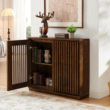 LKTART Buffet Cabinet Sideboard with Storage, Mid Century Modern Accent Credenza Cabinet with Doors & Shelves, Wood Coffee Bar Console Table for Dining Room,Kitchen,Entryway-Walnut LKTART