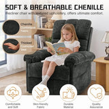 Korser Recliner Chair, Living Room Recliner Chairs for Adults, Small Recliners for Small Spaces, Upholstered Manual Recliner with Side Pockets, Modern Nursery Chair for Living Room, Chenille, Black