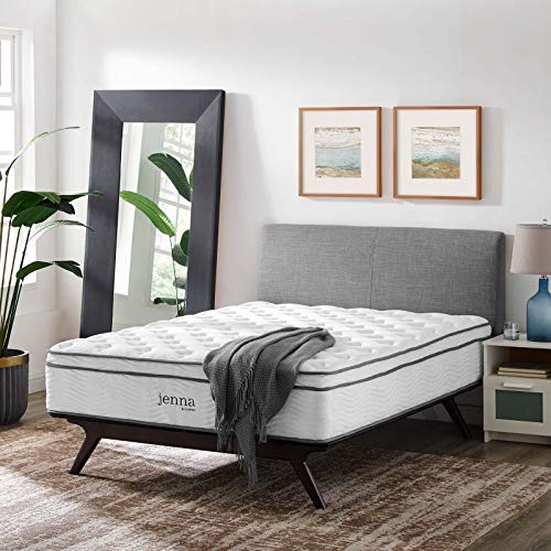 Modway Jenna 14” Innerspring and Memory Foam Queen Mattress With Individually Encased Coils, White Modway