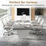 Nuipesn 10FT Rectangular Conference Table (119"), Modern Boardroom Meeting Table for 10-12 People, 2.13" Thick Top, Center Cable Management Grommet, Two-Tone Office Table, Dark Gray & White Nuipesn