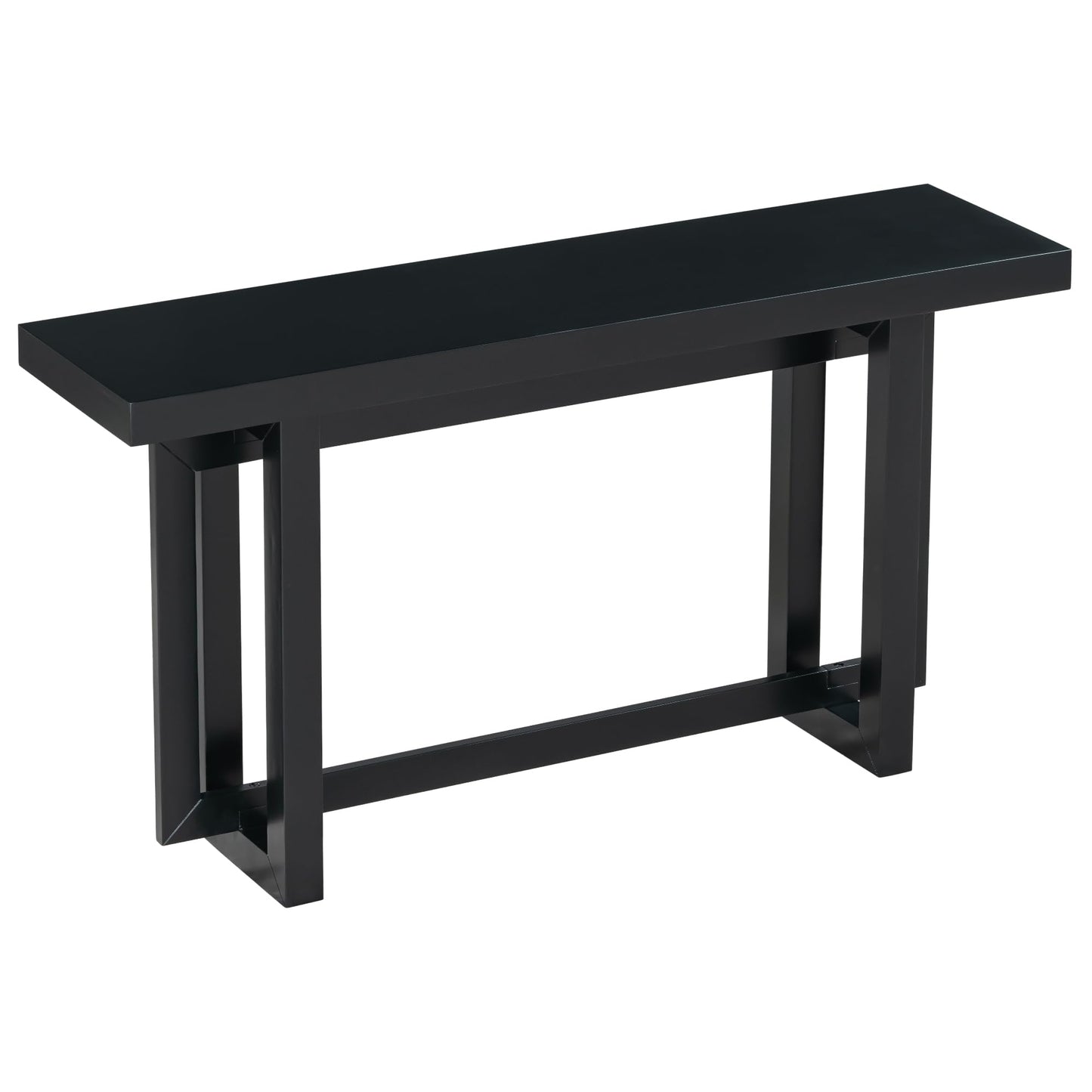 Hlcodca Contemporary Console Table with Industrial-Inspired Concrete Wood Top, Extra Long Entryway Table for Entryway, Hallway, Living Room, Foyer, Corridor (Black/Contemporary Console Table) - WoodArtSupply