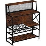 Industrial Rustic Brown Wine Rack and Home Bar Table with Glass Holder by VEVOR VEVOR