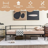 Giantex Metal Twin Daybed Frame, Day Bed with Metal Slat Support & 3-Sided Guardrails, 2-in-1 Space-Saving Sofa Bed for Living Room Guest Room, No Box Spring Needed, Black Giantex