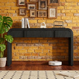 Unique Modern Console Table with 2 Drawers Rounded Silhouette and Smooth Surface Sofa Table, Curved Console Tables for Living Room and Entryway (Black) JIJIWANG