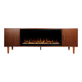 Modern Ember Marcel 72-in Smart Electric Fireplace TV Stand | 42” Firebox Heater | Multi-Flame Colors | Remote, Wi-Fi App, Alexa & Google | Fits TVs up to 80” | Warm Walnut with Brass Handles Modern Ember