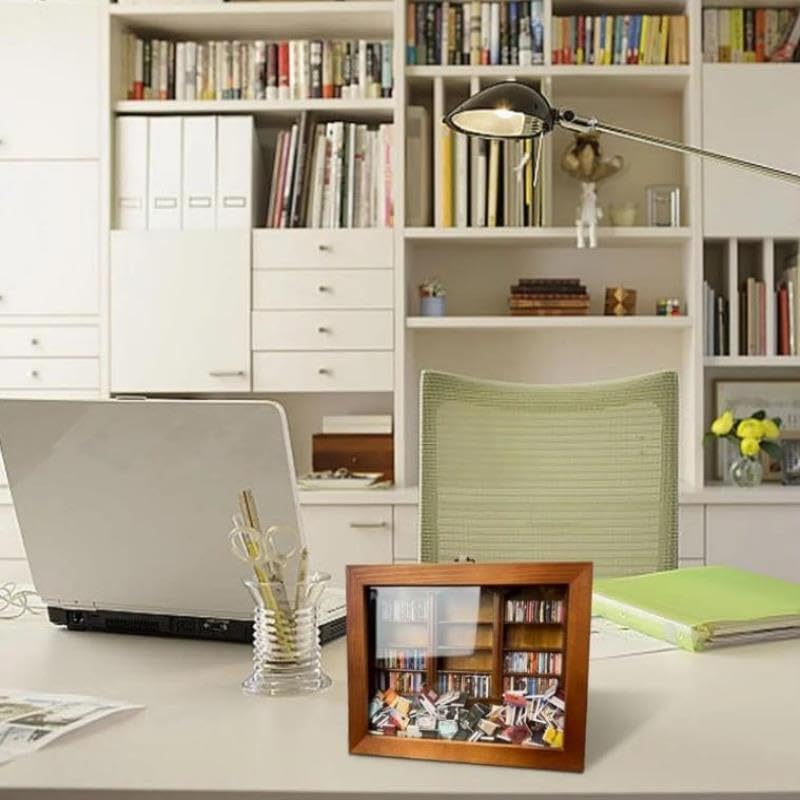 Shake Away Your Anxiety Wooden Bookshelf Ornament - Mini Book Box Display for Stress Relief TPXAVRDZ