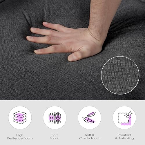 TYBOATLE Sleep Chair Bed, Comfy Convertible Sleeper Chairs for Adults, 5 in 1 Folding Sofa Bed with Adjustable Backrest & Side Pockets & Pillow, Cozy Small Couch for Small Spaces, Office (Dark Grey) TYBOATLE