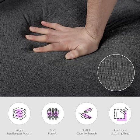 TYBOATLE Sleep Chair Bed, Comfy Convertible Sleeper Chairs for Adults, 5 in 1 Folding Sofa Bed with Adjustable Backrest & Side Pockets & Pillow, Cozy Small Couch for Small Spaces, Office (Dark Grey) TYBOATLE