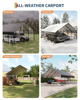 20x25 FT Heavy Duty Metal Carport Kit, Reinforced Frame with Anchors, for Trucks, Boats, RV, Tractor, 100MPH Wind & 35PSF Snow Rating, Easy Assembly PeakPursuit