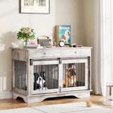 47" Dog Furniture Crate, Large Furniture Style Dog Crate for Large/Medium/Small Dogs (Retro Grey, One Cage) Garvee