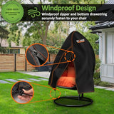 Enzeno Patio Egg Chair Covers Waterproof,75x45inch Egg Chair Cover with Zipper,Windproof Single Egg Swing Chair Covers,Outdoor Hanging Chair Cover Weatherproof,Black