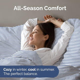 Twin Size Flat Sheet - Hotel Quality Top Flat Bed Sheet Only - Ultra-Soft, Comfy, Breathable & Cooling - Fade & Wrinkle Free - Easy-Care, Stain and Shrink Resistant Bedding - Oeko-Tex - Blue Stripes CGK Unlimited