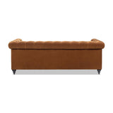 Jennifer Taylor Home Alto 88" Performance Velvet Tufted Chesterfield Sofa in Burnt Orange Jennifer Taylor Home