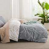 Bedsure Duvet Cover Twin Size - Reversible Botanical Duvet Cover Set with Zipper Closure, 2 Pieces Grey Bedding Set with 8 Corner Ties and 1 Pillow Sham 20"x26" Bedsure
