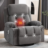BOSMILLER Swivel Rocker Recliner Chair with Vibration Massage and Lumbar Heating Ergonomic Lounge Chair for Living Room with Rocking Function and Side Pocket, 2 Cup Holders, USB Charge Port