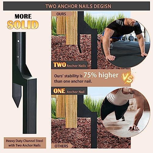 Fence Post Repair Steel Stakes: Anchor Ground Spike 2 Pack Support Bracket for Wood Fence Mender Kit WENKIP