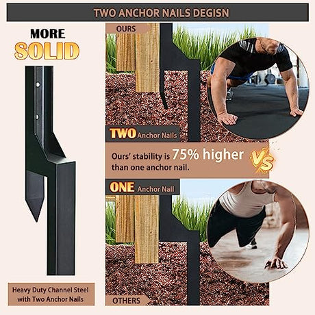 Fence Post Repair Steel Stakes: Anchor Ground Spike 2 Pack Support Bracket for Wood Fence Mender Kit WENKIP