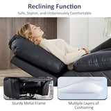 CANMOV Faux Leather Manual Recliner Chair, Single Sofa Chair with Comfortable Armrest and Backrest, Home Theater Seating for Living Room, Bedroom, Black