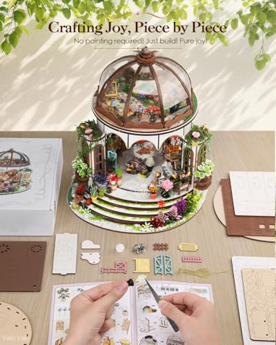 Vaki Vaki [2026 New] Hanging Garden Miniature House Kit with LED Light, Book Nook Kit with Cover for Birthday, 3D Wooden Bookends Puzzle Bookshelf Decor Building Kit Birthday Gifts for Family, Friends