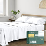 THREAD SPREAD 100% Organic Cotton Sheets - Organic Cotton Percale Weave Sheet Set, Soft, Cooling, Crisp & Breathable, 16" Deep Pocket Hotel Quality Bedding Set - 4 PC, Queen White THREAD SPREAD