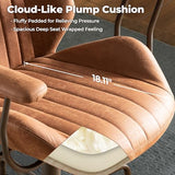 ovios Ergonomic Office Chair, Mid Back Faux Leather Executive Chairs with Armrests, Comfy Mid-Century Modern Swivel Rolling Computer Armchair (Brown, Suede Leather) ovios