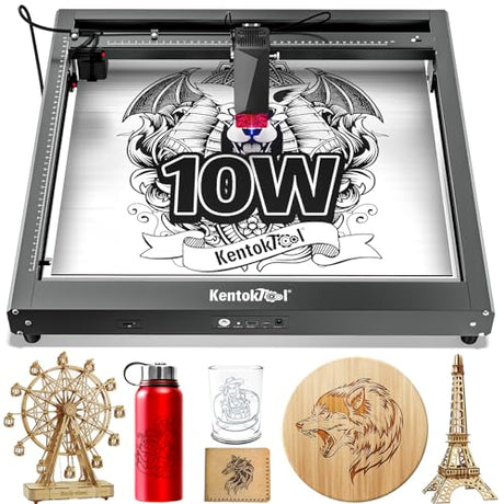 Laser Cutting and Engraving Machine, JL7 10W Laser Engraver, APP Supported, 0.01mm High Accuracy High Speed 400 * 400mm Size for Wood and Metal Leather Acrylic Glass Output Wattage: 10000mW Woxcker