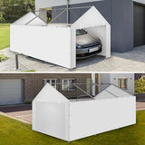 Carport Canopy Tent Sidewalls for 10x20x8.6FT Car Garage with Ball Bungees, Heavy Duty Portable Shelter Logic Replacement Covers (Frame is not Included) (White) Yustuf