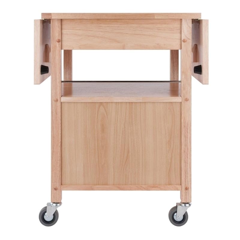Pemberly Row Transitional Wood Drop Leaf Butcher Block Kitchen Cart in Natural Pemberly Row