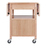 Pemberly Row Transitional Wood Drop Leaf Butcher Block Kitchen Cart in Natural Pemberly Row
