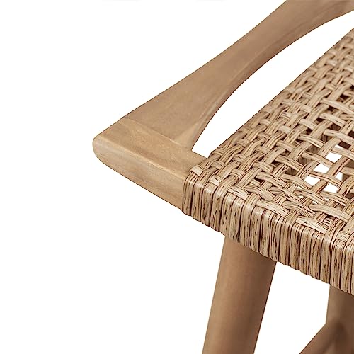 Christopher Knight Home Magwen Outdoor Acacia Wood Barstool with Wicker (Set of 2), Light Brown + Multi Light Brown Christopher Knight Home