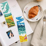 INFUNLY 6PCS Landscape Cross Stitch Bookmark Kit for Adults Mountain Cross Stitch Kits DIY Crossstitch Kits Natural Scenery Stamped Embroidery Bookmark Kit with Instructions for Book Lovers Readers