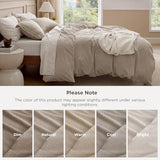 Bedsure 100% Washed Cotton Duvet Cover Queen Size - Frosted Almond Minimalist Cotton Duvet Cover Linen Like for All Seasons - GentleSoft™ Plain Simple Bedding, Frosted Almond, Queen, 90"x90" Bedsure